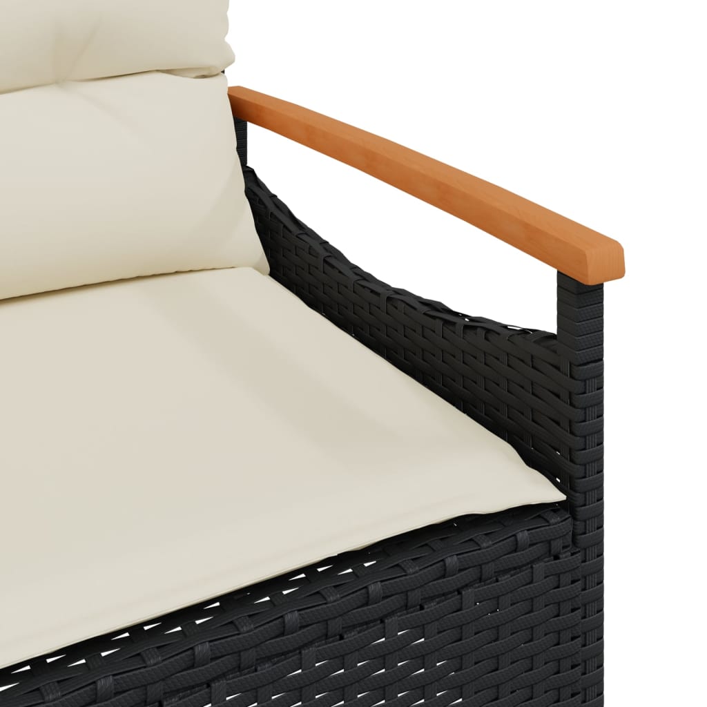 Salon de jardin 3 pcs avec coussins noir résine tressée Salons de jardin vidaXL