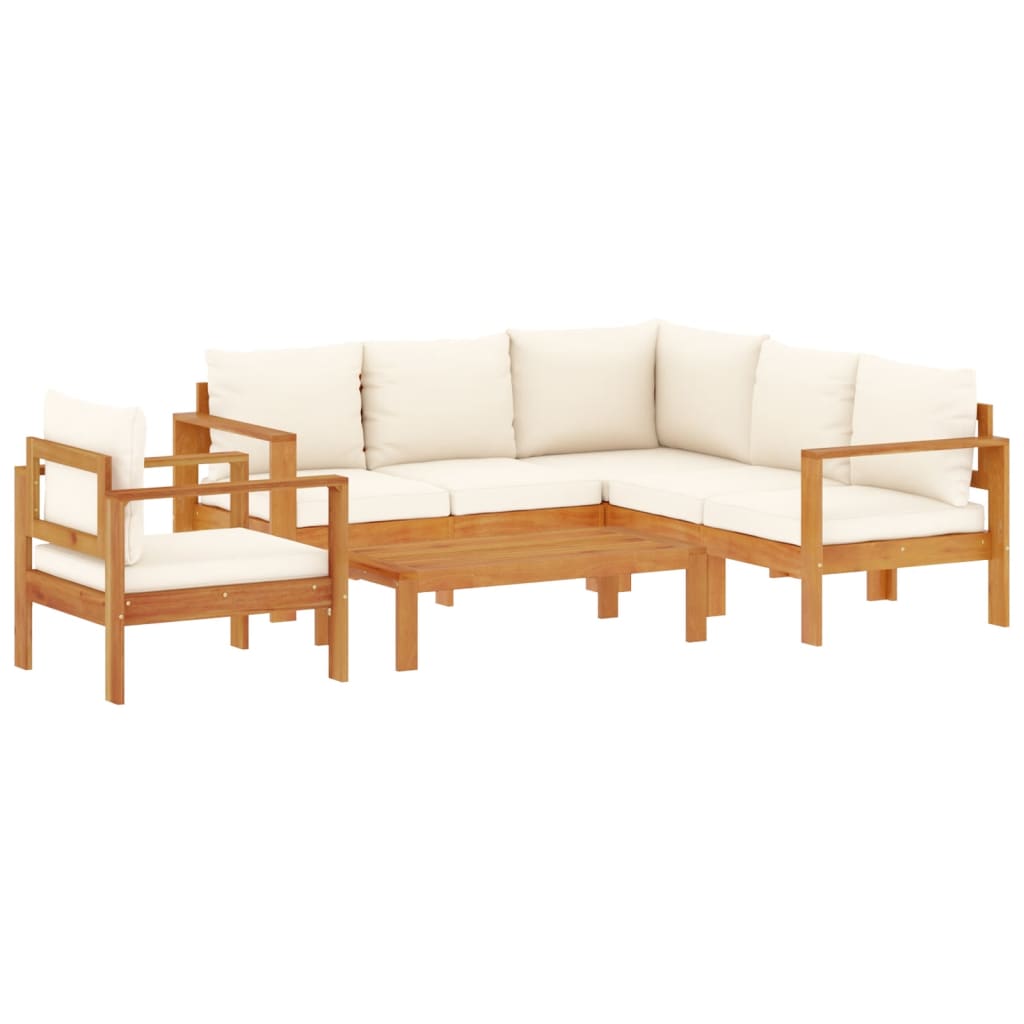 Salon de jardin avec coussins 5 pcs Bois d'acacia solide