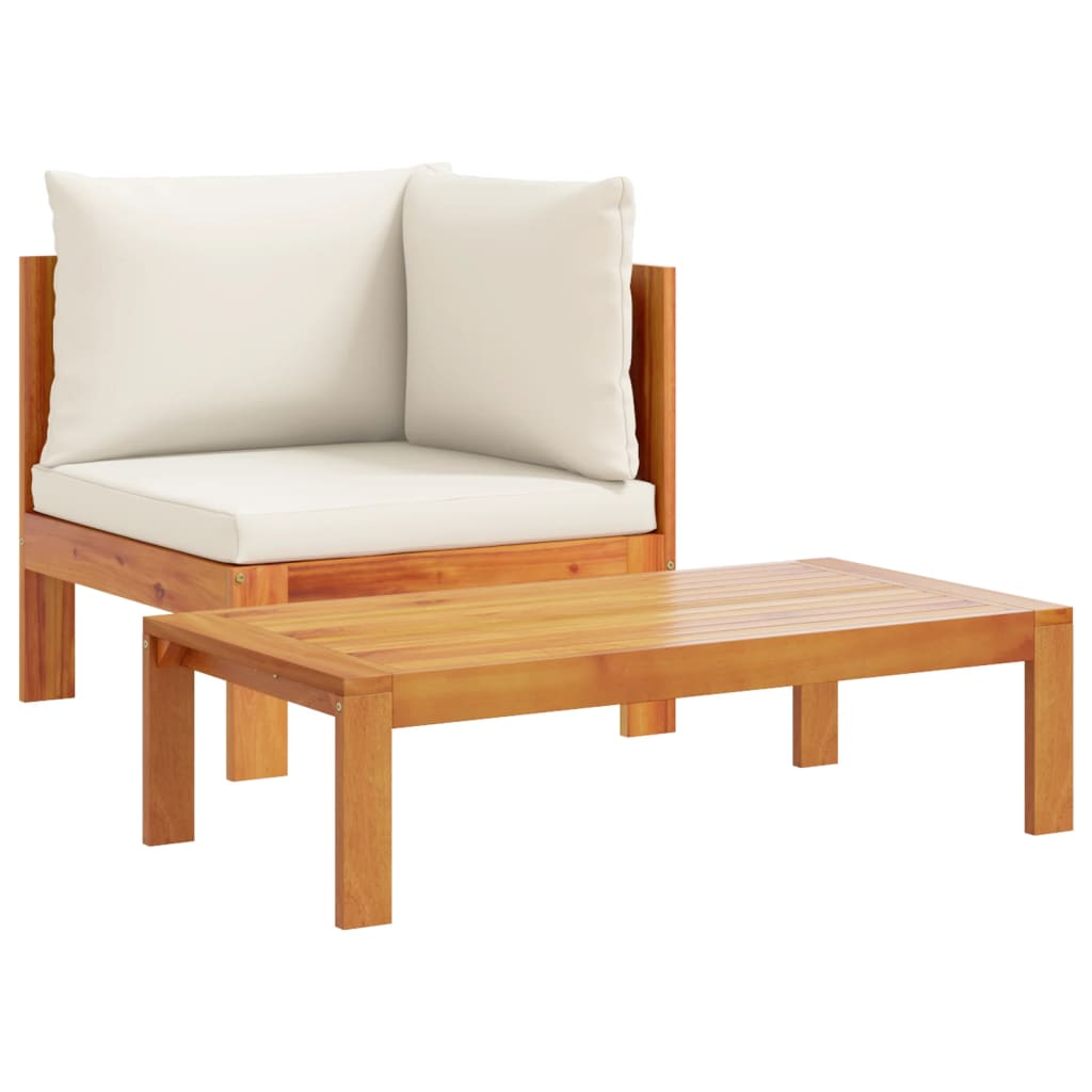 Salon de jardin avec coussins 5 pcs Bois d'acacia solide