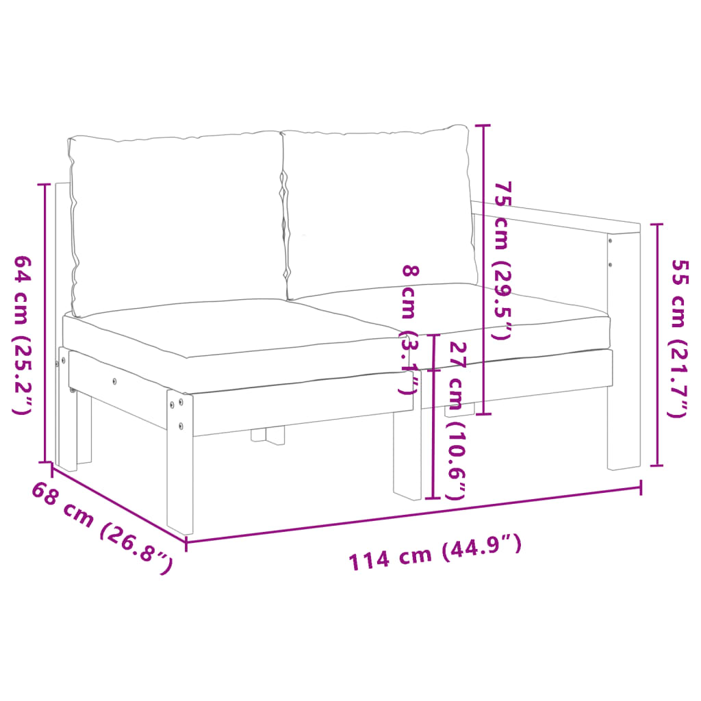 Salon de jardin avec coussins 4 pcs bois d'acacia massif