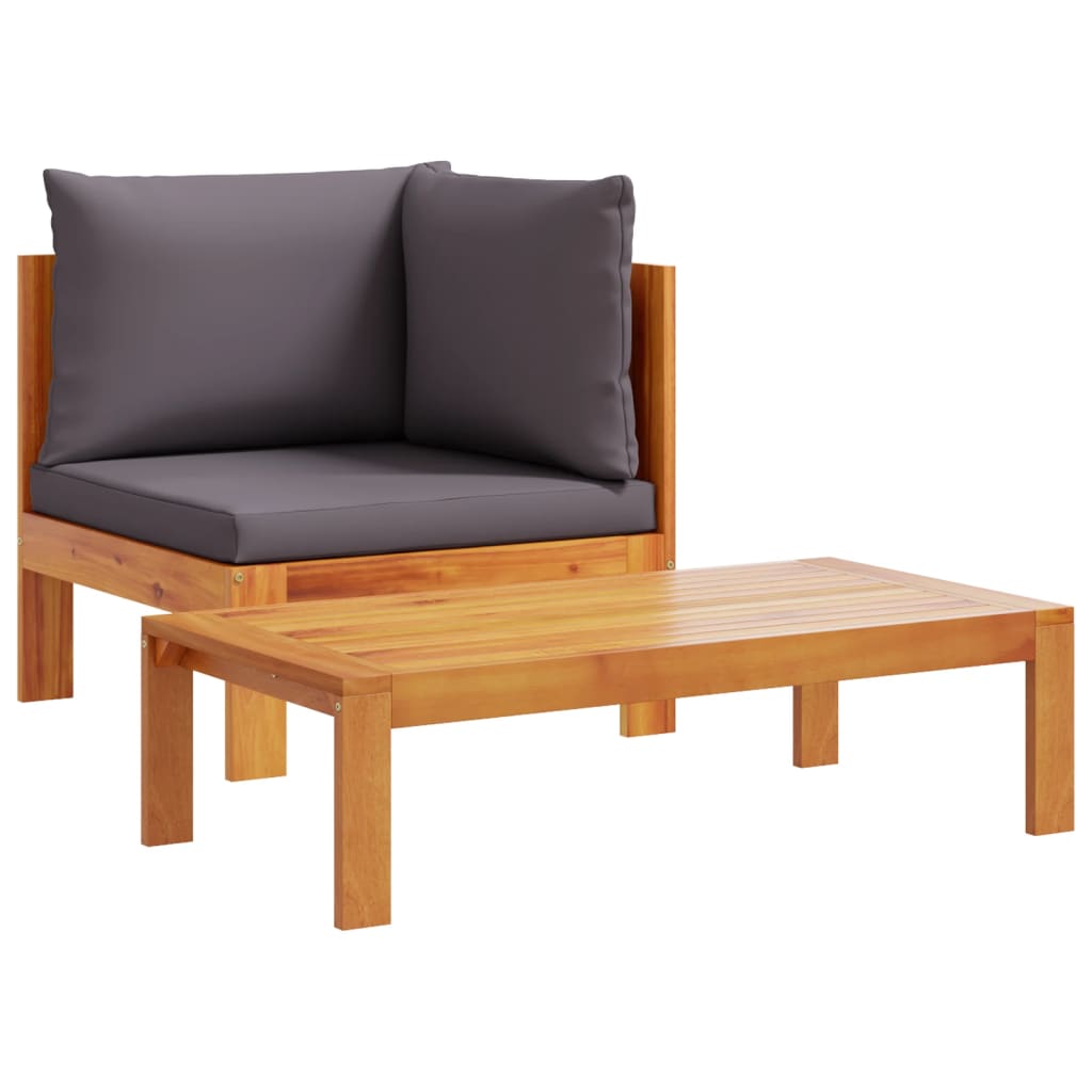Salon de jardin avec coussins 5 pcs Bois d'acacia solide