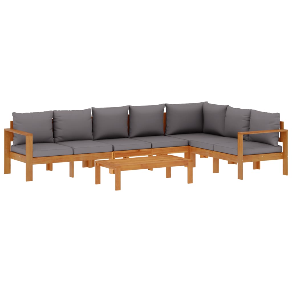 Salon de jardin avec coussins 5 pcs Bois d'acacia solide