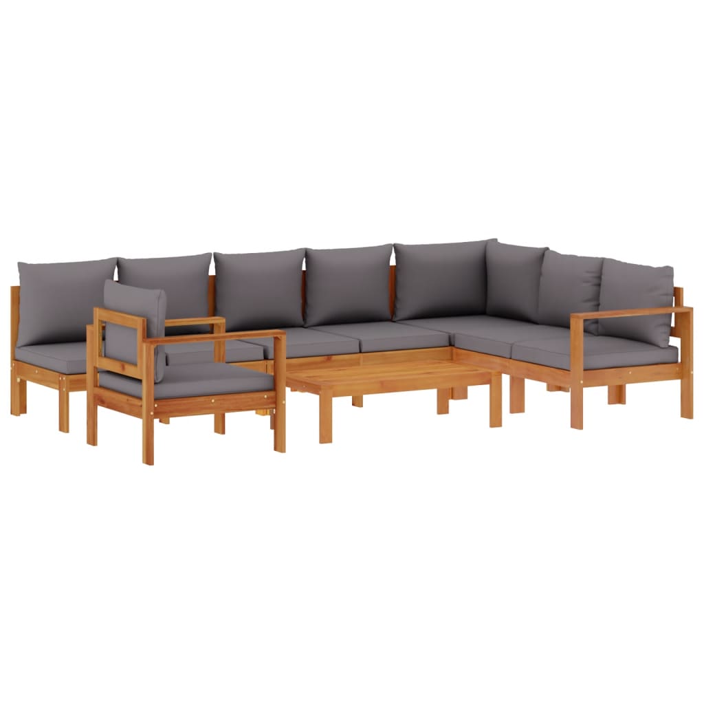 Salon de jardin avec coussins 6 pcs bois d'acacia solide