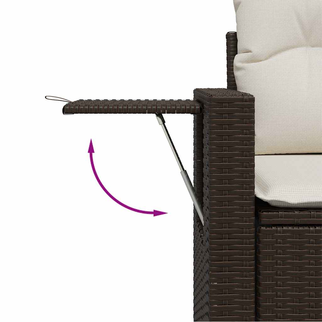 Salon de jardin avec coussins 3 pcs marron résine tressée