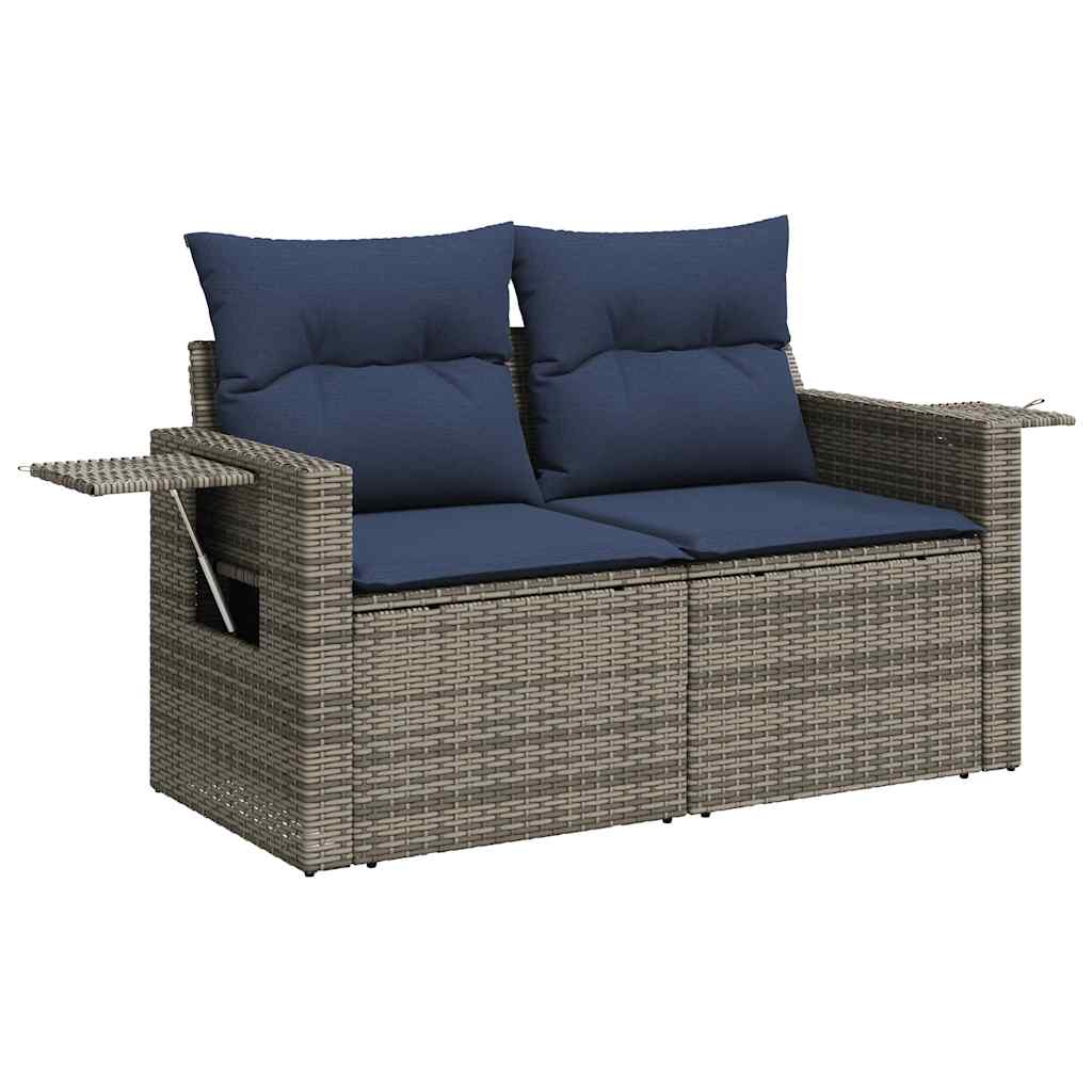 Ensemble de canapé de jardin 6 pcs avec coussins gris résine tressée