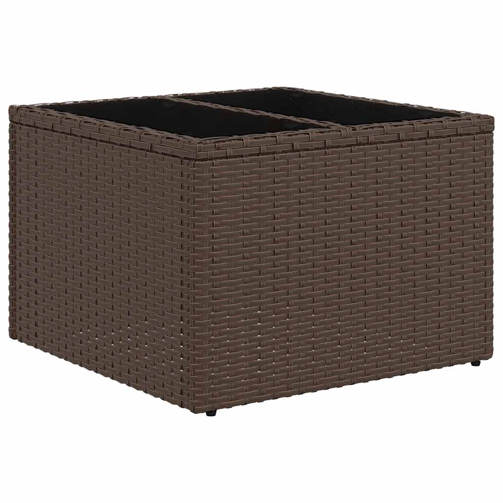 Ensemble de canapé de jardin 7 pcs avec coussins marron résine tressée