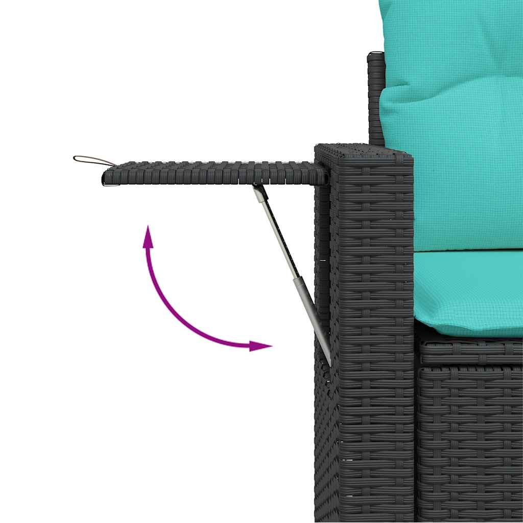 Ensemble de canapé de jardin 9 pcs avec coussins noir résine tressée