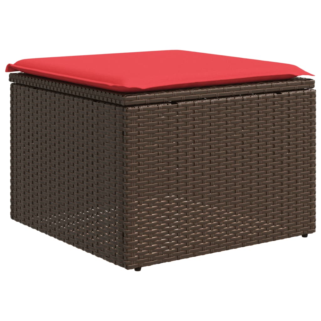 Ensemble de canapé de jardin 6 pcs avec coussins marron résine tressée
