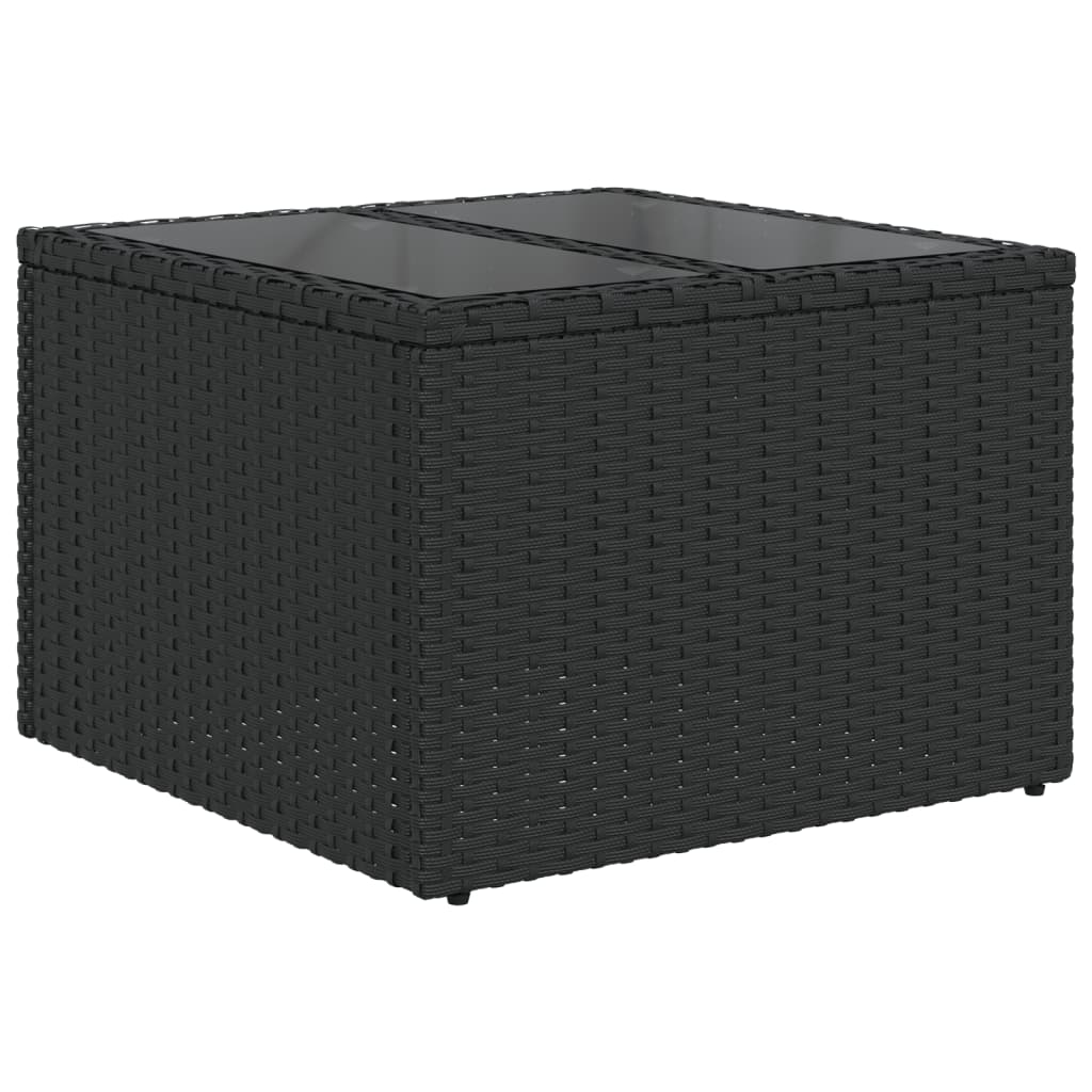Ensemble de canapé de jardin 9 pcs avec coussins noir résine tressée