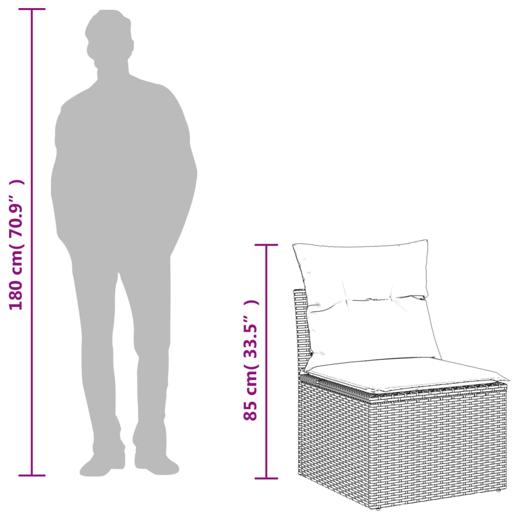 Ensemble de canapé de jardin 5 pcs avec coussins marron résine tressée