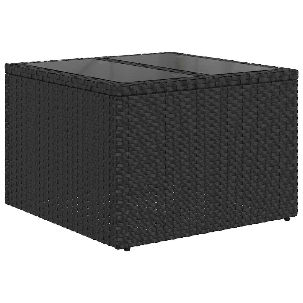 Ensemble de canapé de jardin 7 pcs avec coussins noir résine tressée