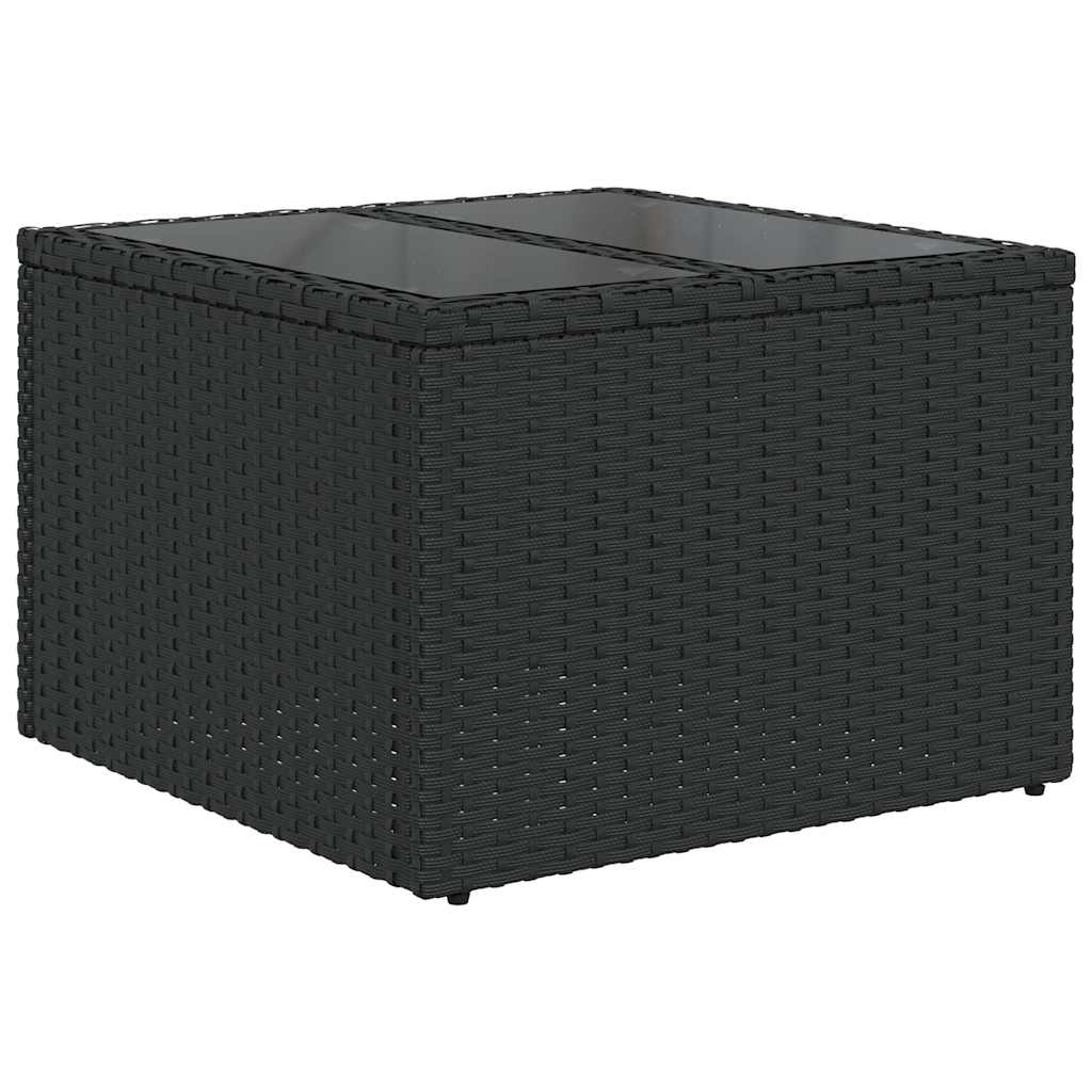 Ensemble de canapé de jardin 7 pcs avec coussins noir résine tressée
