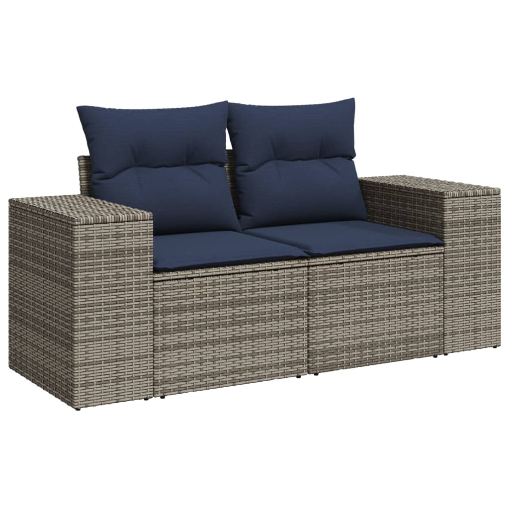 Ensemble de canapé de jardin 10 pcs avec coussins gris résine tressée