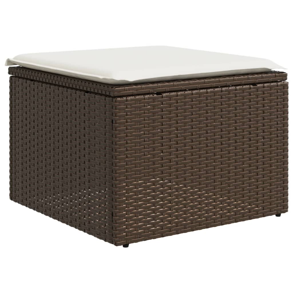 Salon de jardin et coussins 11 pcs marron résine tressée