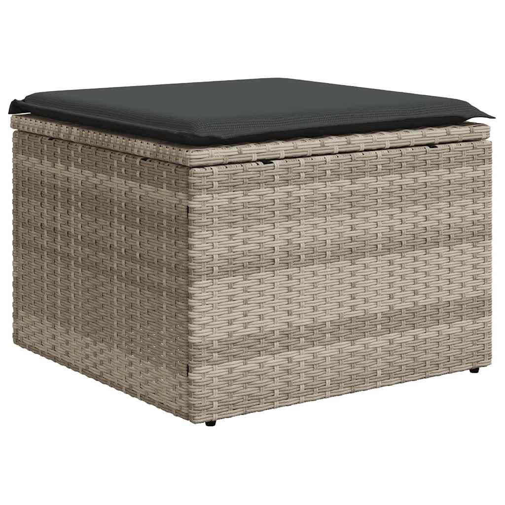 Salon de jardin 11 pcs avec coussins gris clair résine tressée