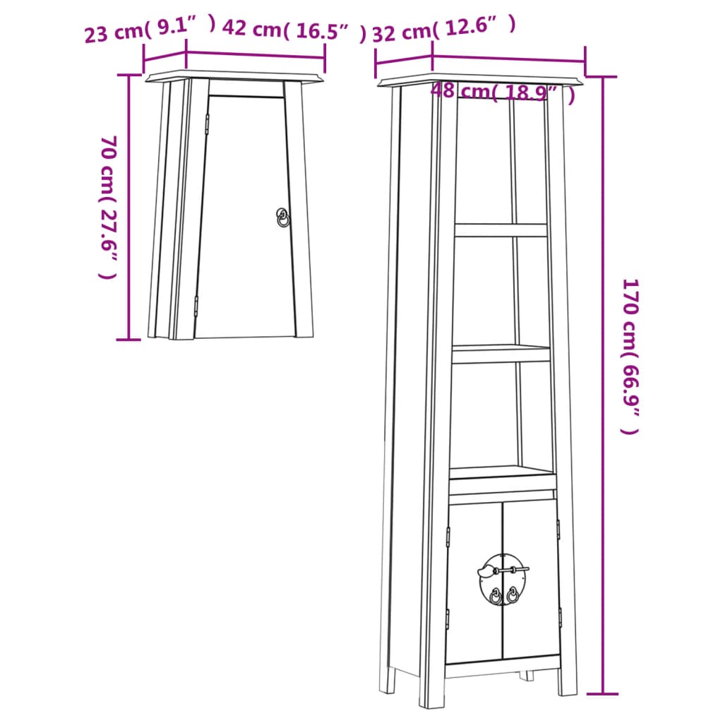 Ensemble de meubles de salle de bain 2 pcs bois de pin massif