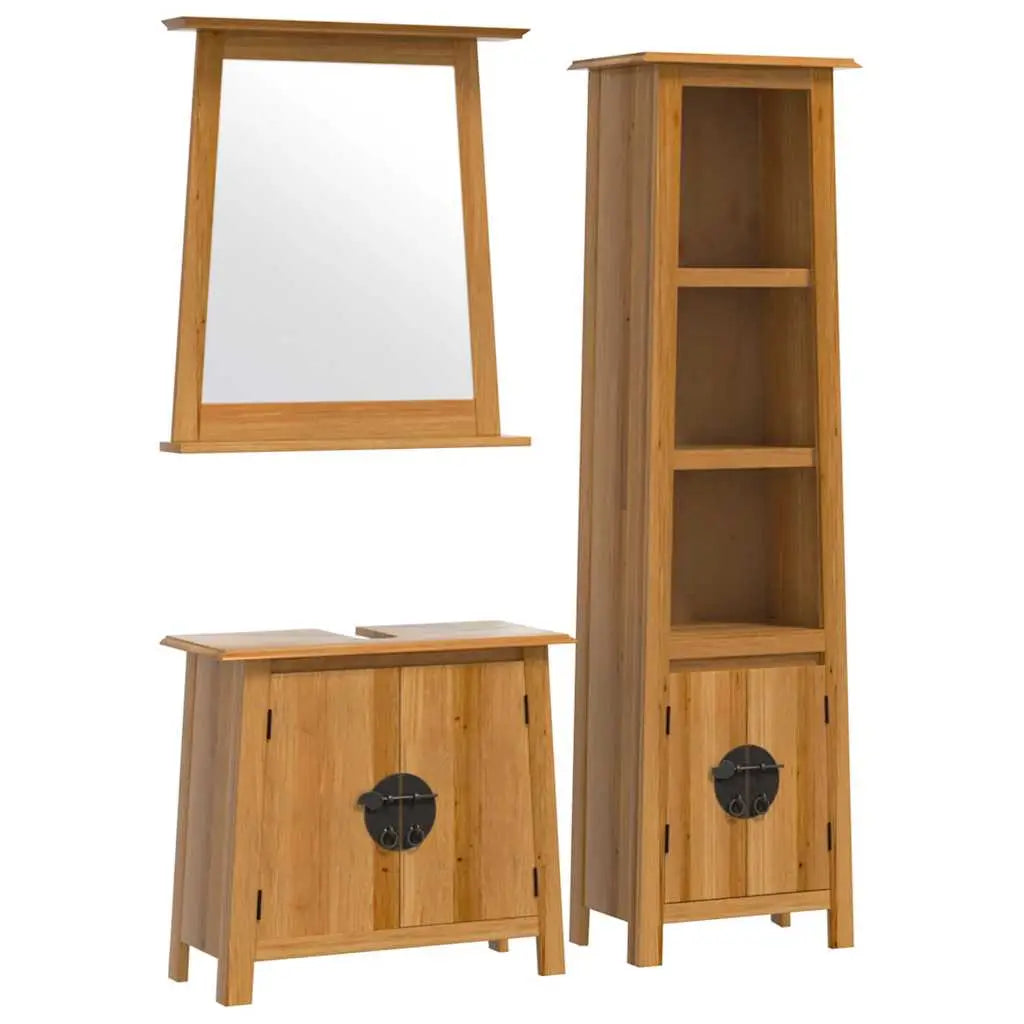 Ensemble de meubles de salle de bain 3 pcs bois de pin massif - XIOS