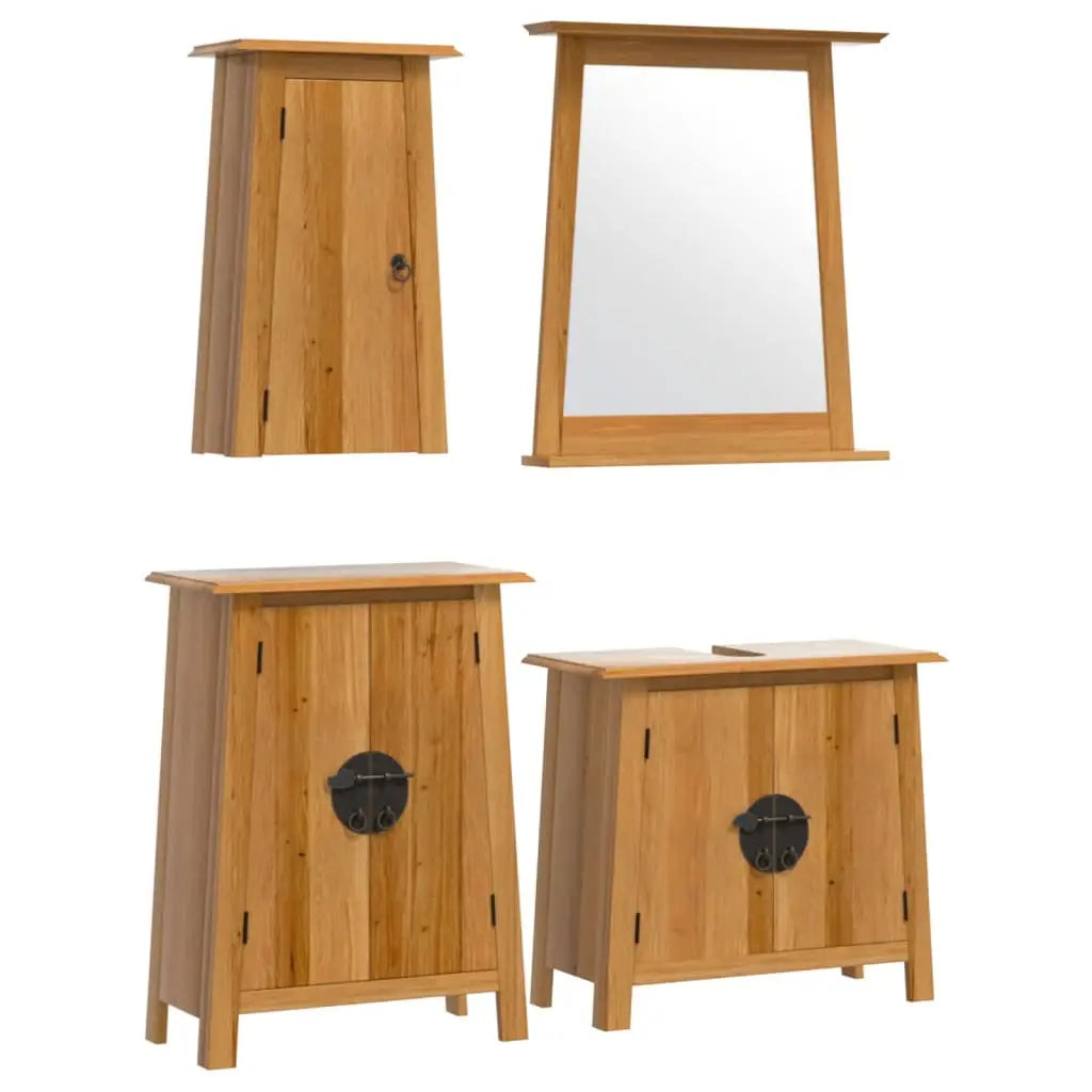 Ensemble de meubles de salle de bain 4 pcs bois de pin massif - XIOS