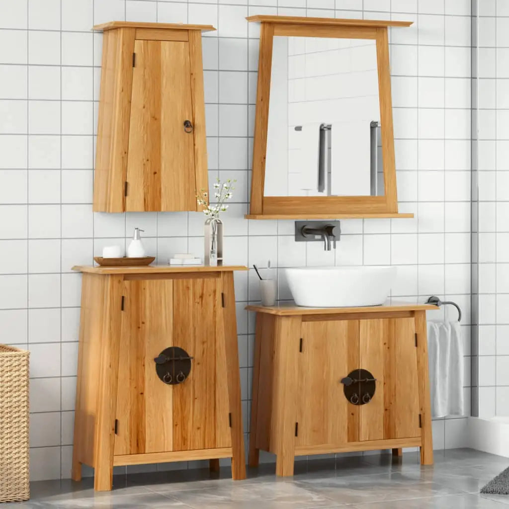 Ensemble de meubles de salle de bain 4 pcs bois de pin massif - XIOS
