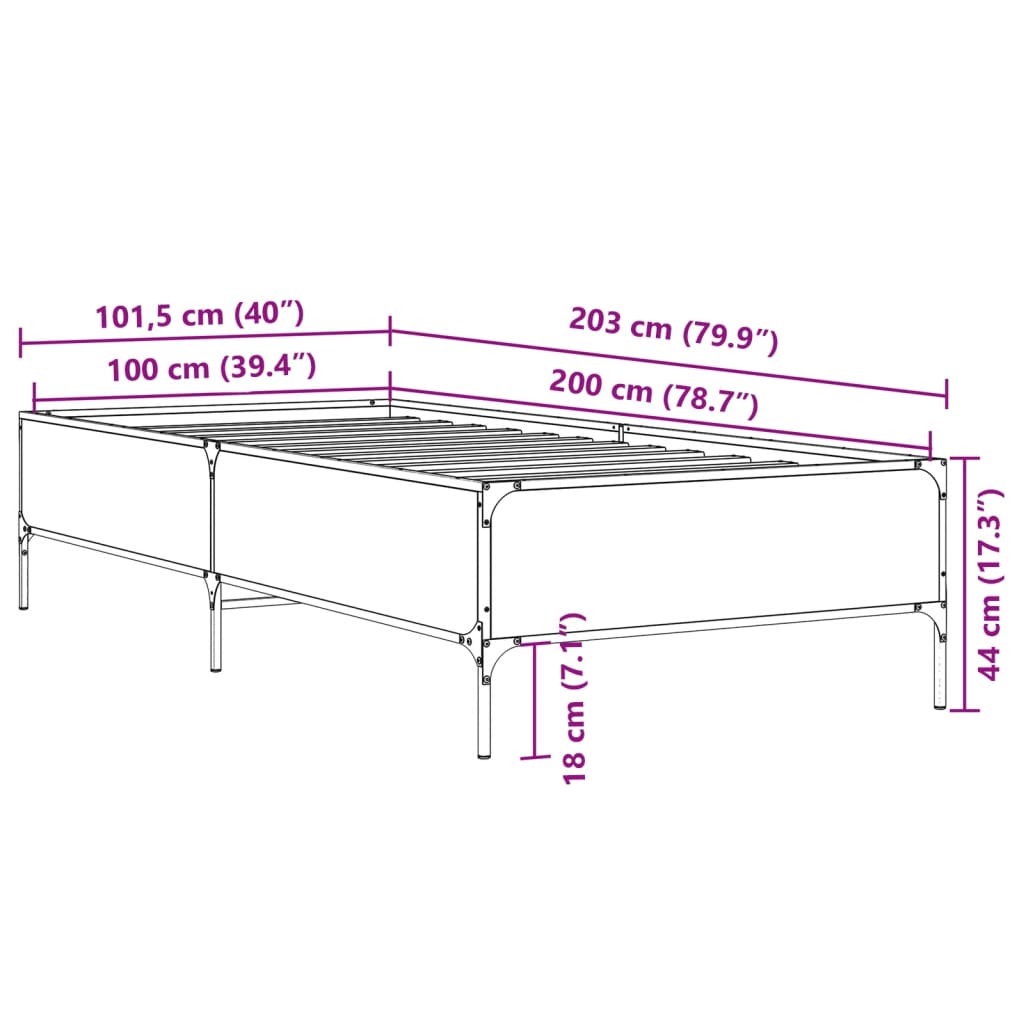 Cadre de lit sans matelas noir 100x200 cm - XIOS
