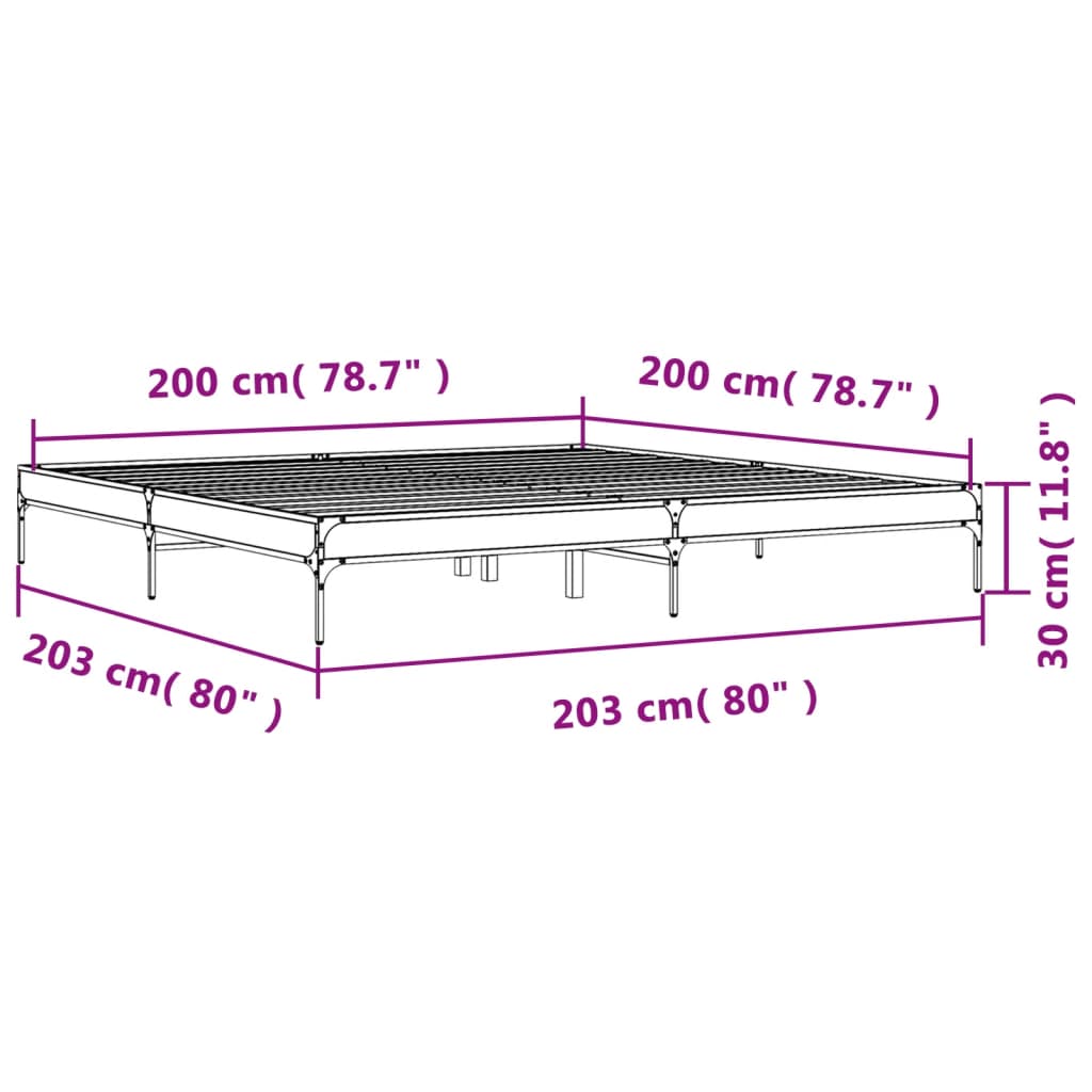 Cadre de lit sans matelas chêne marron 200x200 cm - XIOS