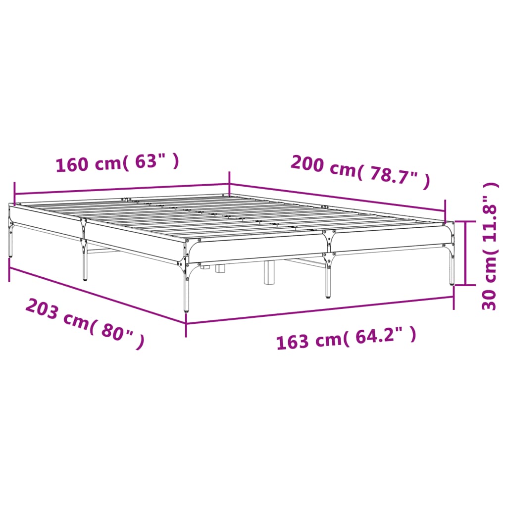 Cadre de lit sans matelas chêne sonoma 160x200 cm - XIOS