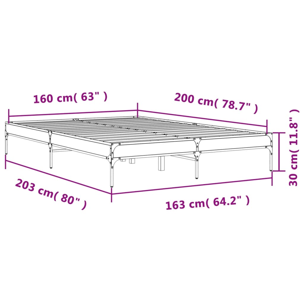 Cadre de lit sans matelas chêne marron 160x200 cm - XIOS