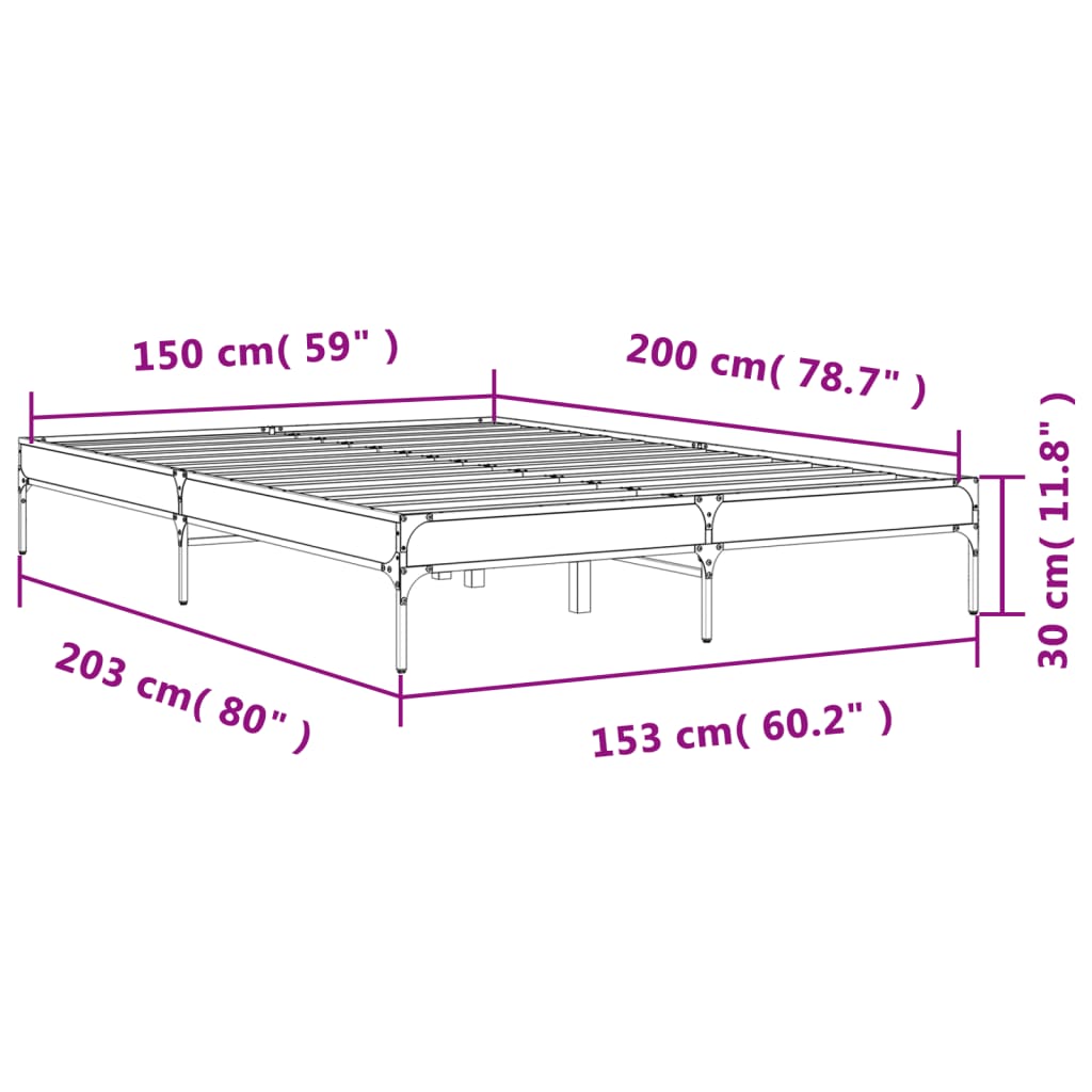 Cadre de lit sans matelas chêne fumé 150x200 cm - XIOS