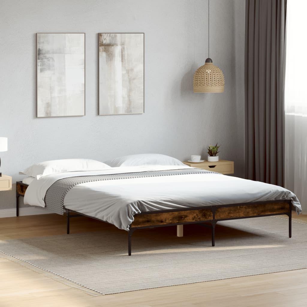 Cadre de lit sans matelas chêne fumé 150x200 cm - XIOS