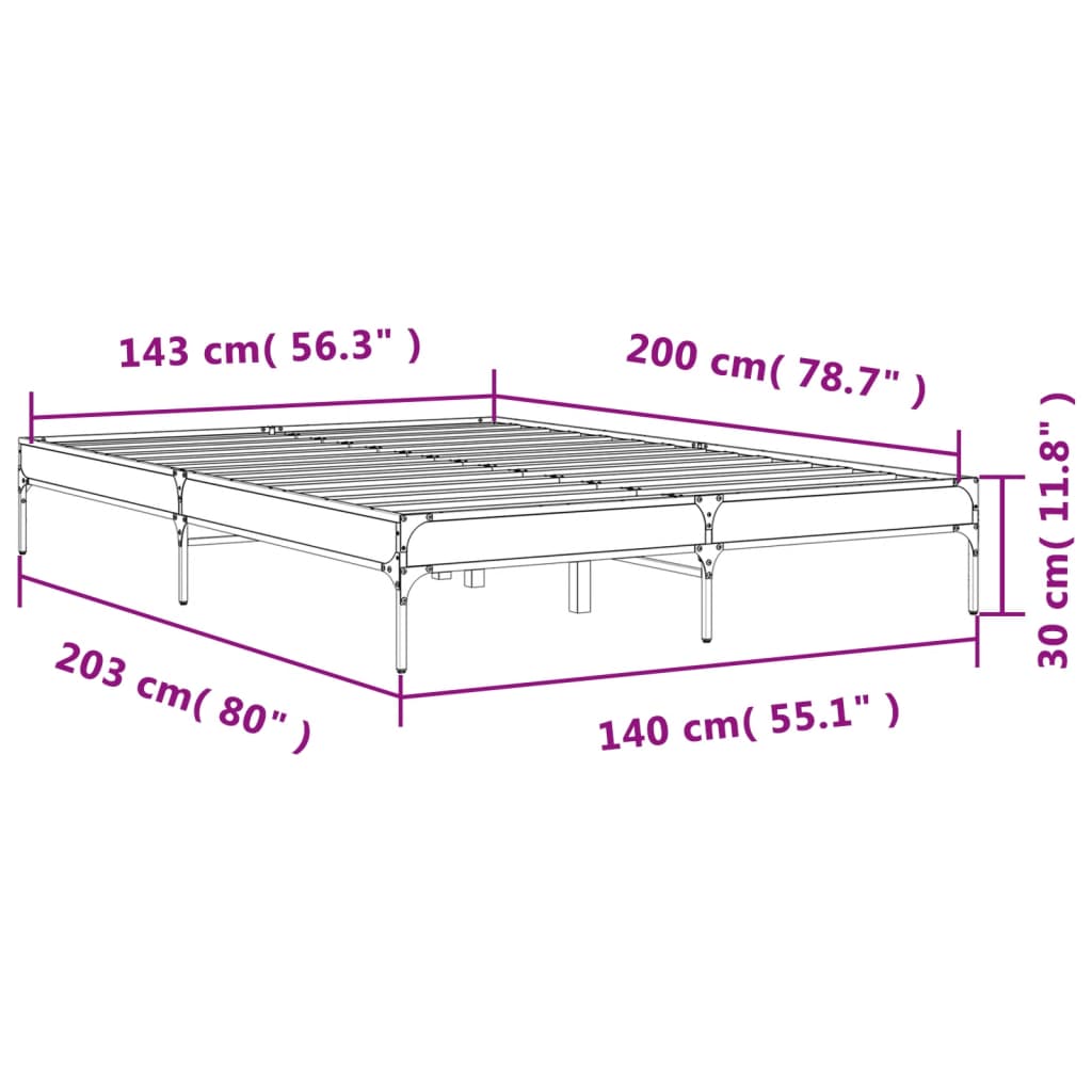 Cadre de lit sans matelas chêne fumé 140x200 cm - XIOS