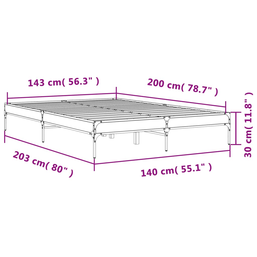 Cadre de lit sans matelas chêne marron 140x200 cm - XIOS