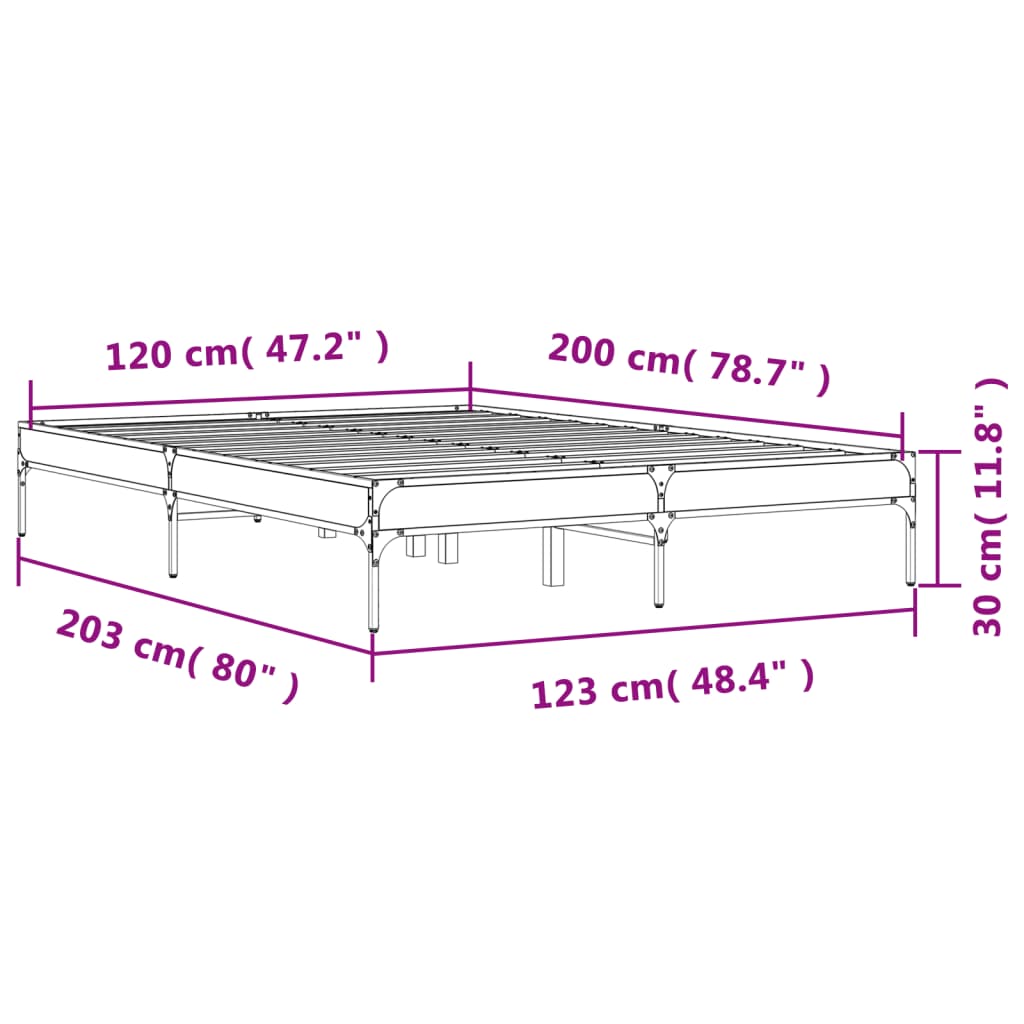 Cadre de lit sans matelas chêne fumé 120x200 cm - XIOS