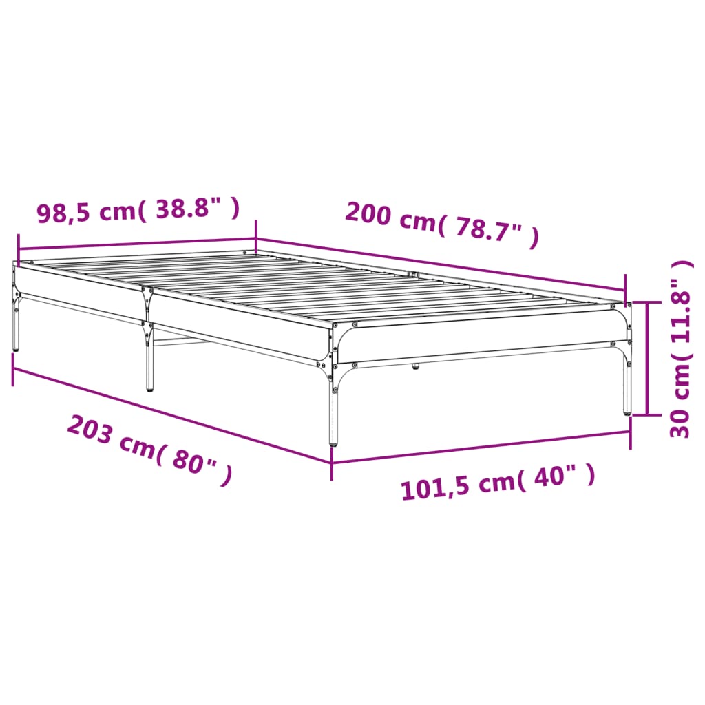 Cadre de lit sans matelas sonoma gris 100x200 cm - XIOS