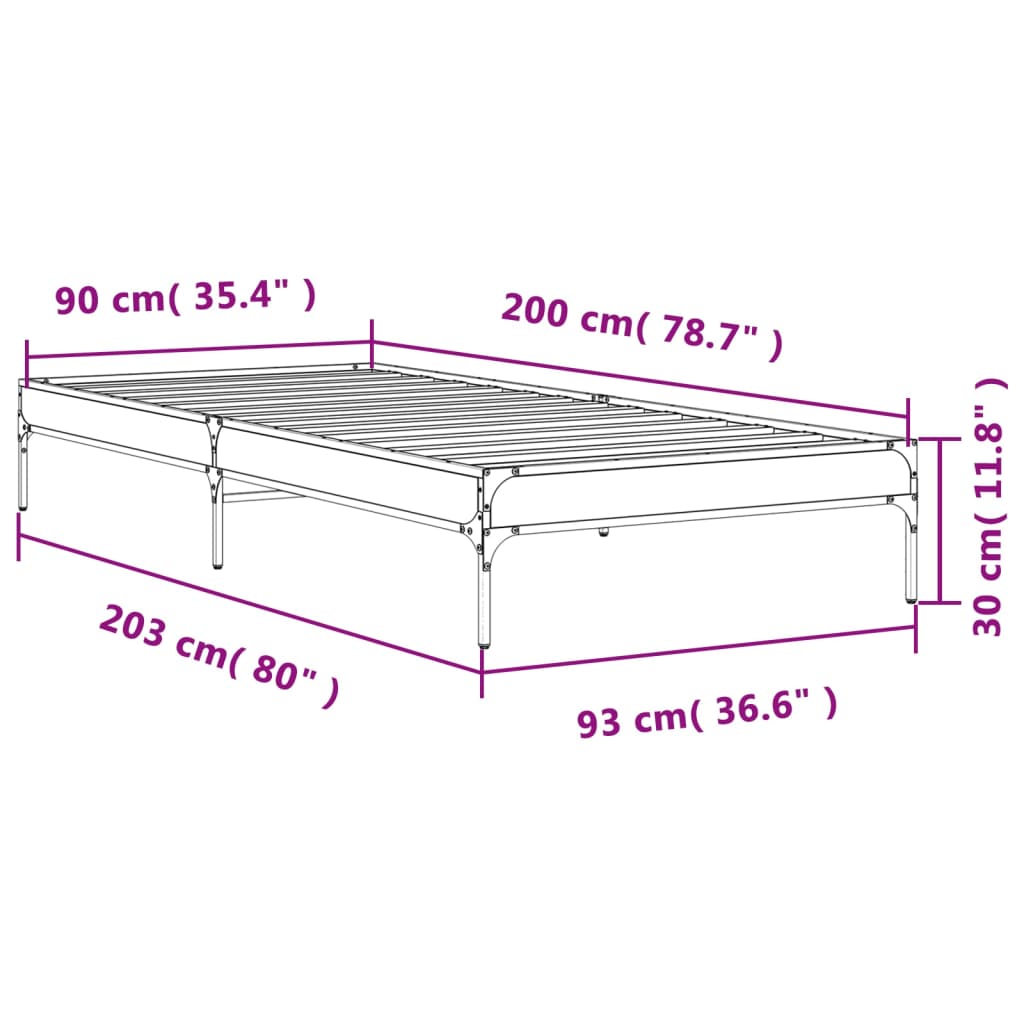 Cadre de lit sans matelas chêne sonoma 90x200 cm - XIOS