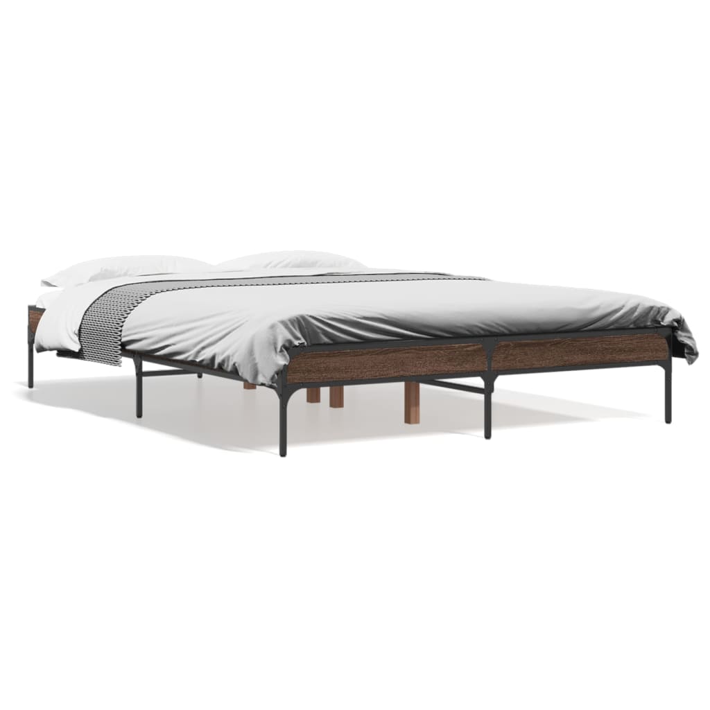 Cadre de lit sans matelas chêne marron 135x190 cm - XIOS