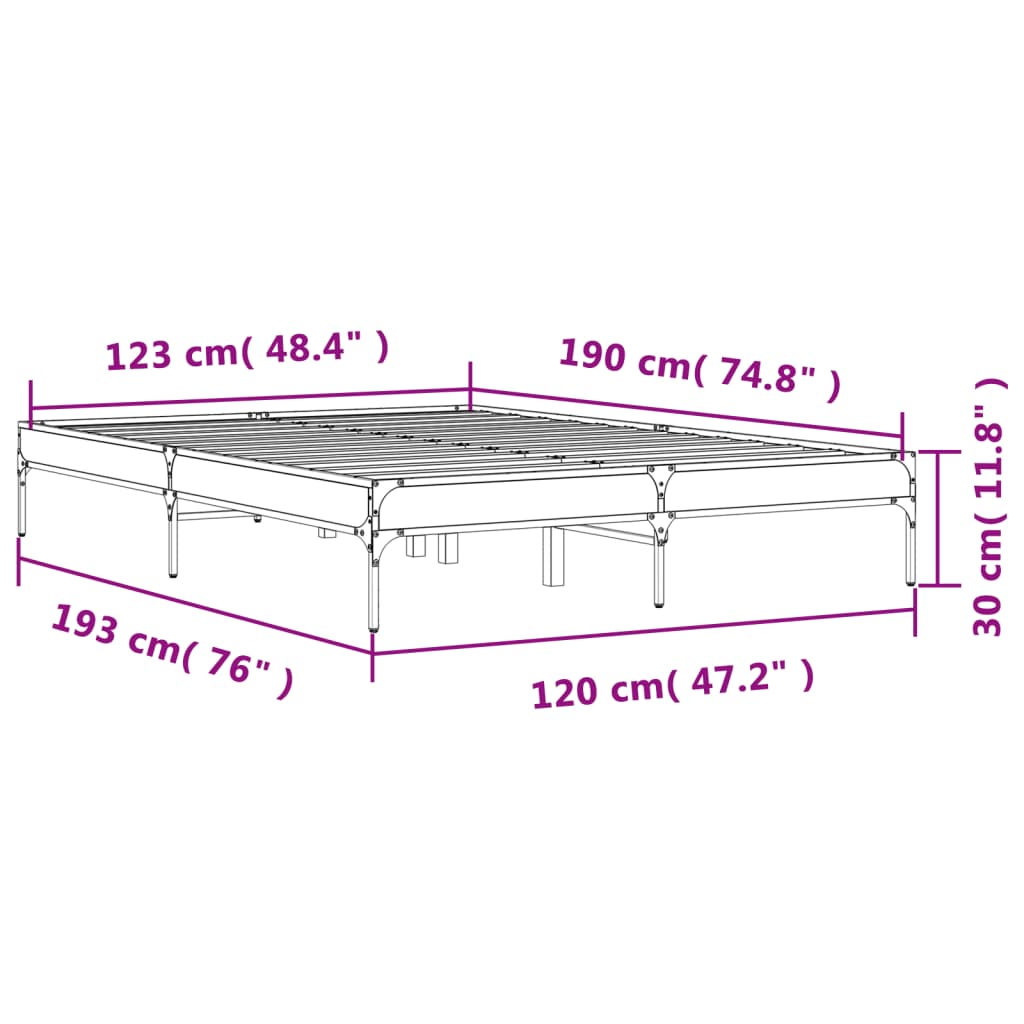 Cadre de lit sans matelas chêne marron 120x190 cm - XIOS