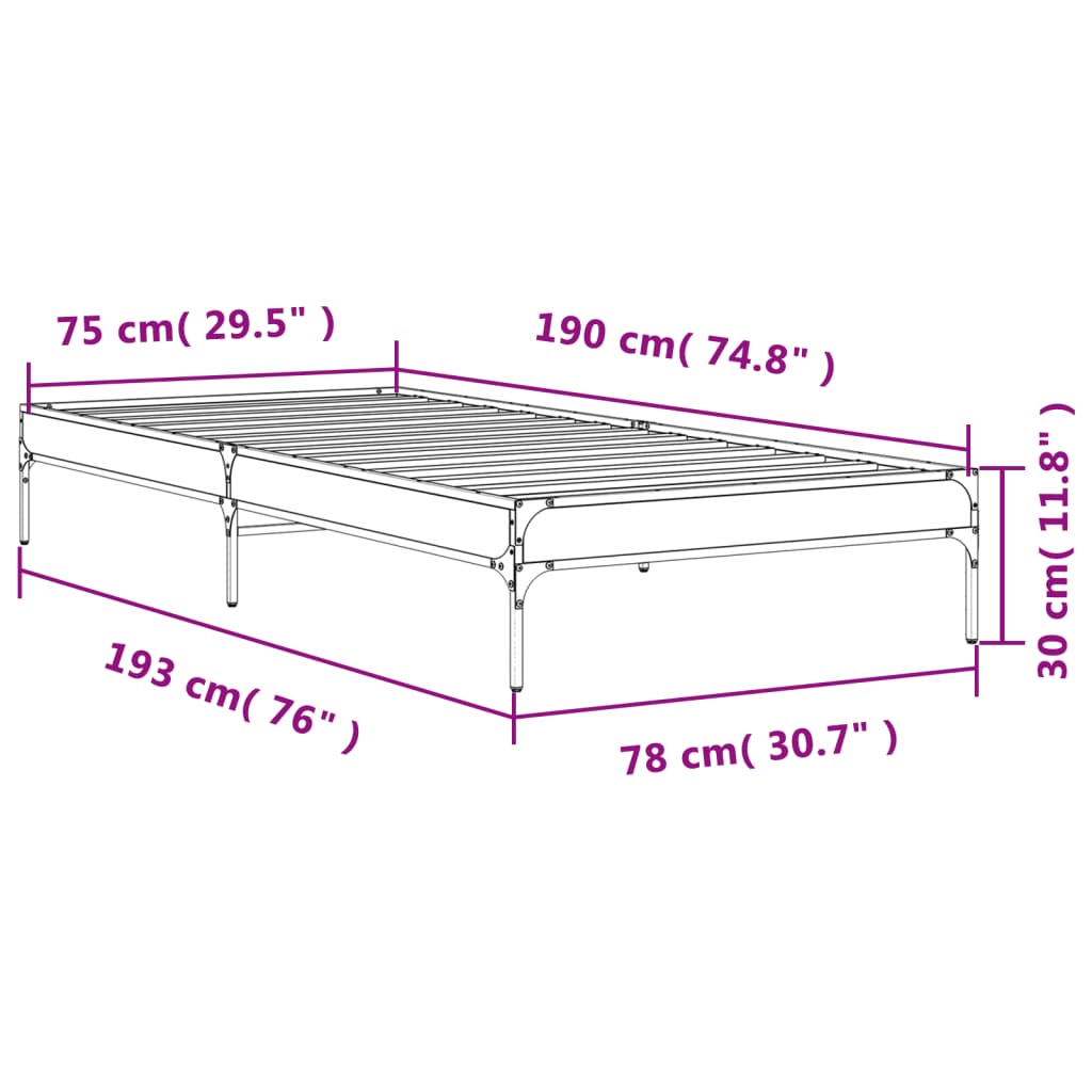 Cadre de lit sans matelas noir 75x190 cm - XIOS