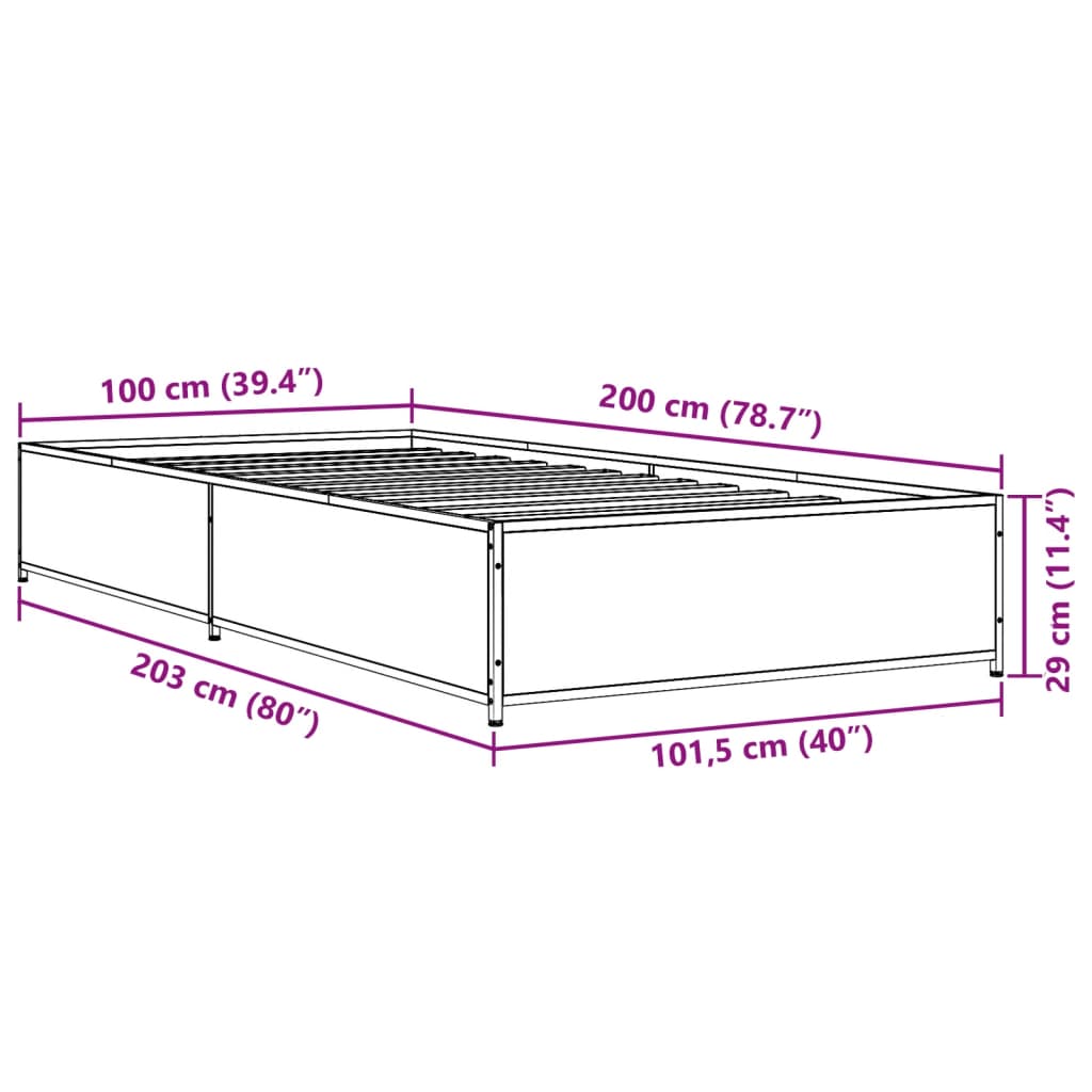 Cadre de lit sans matelas noir 100x200 cm - XIOS