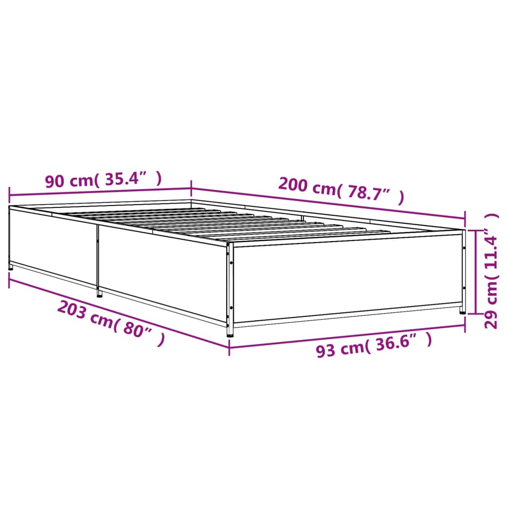 Cadre de lit sans matelas noir 90x200 cm - XIOS