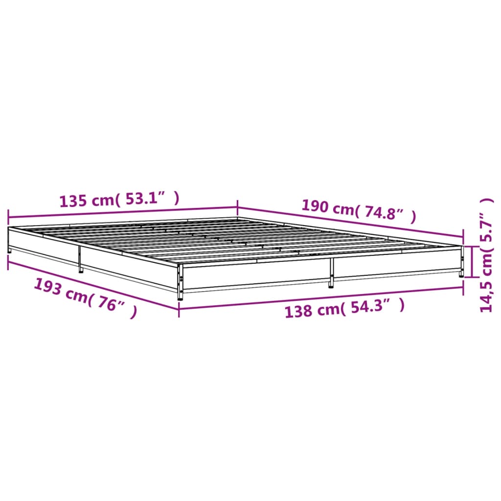 Cadre de lit sans matelas noir 135x190 cm - XIOS