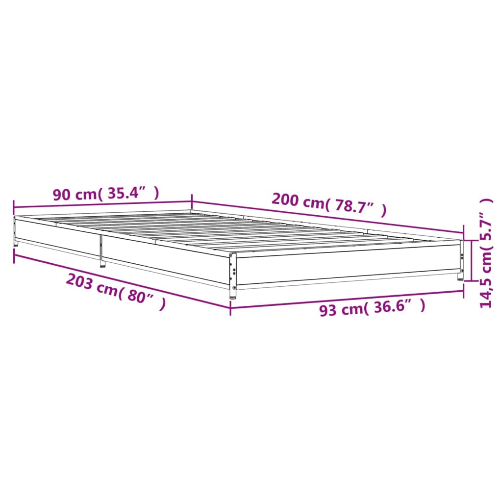 Cadre de lit sans matelas chêne marron 90x200 cm - XIOS