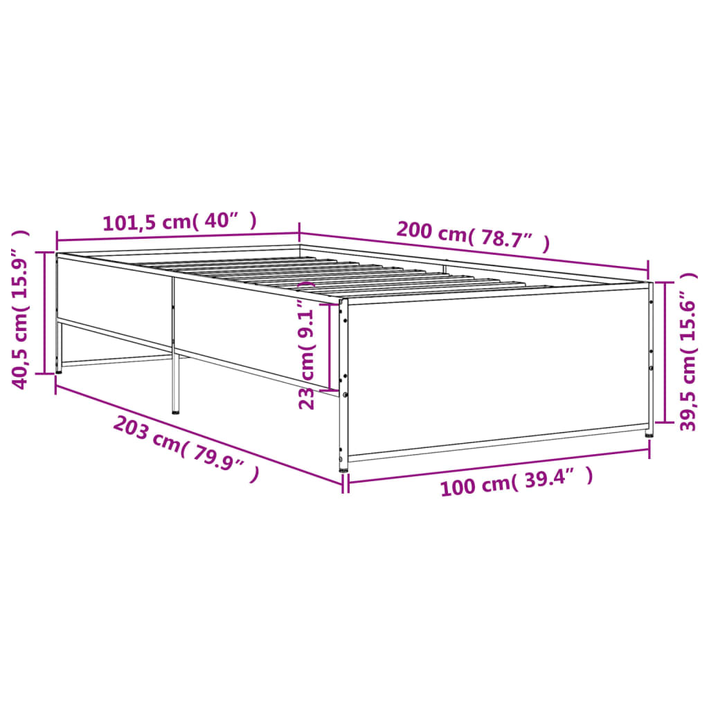 Cadre de lit sans matelas noir 100x200 cm - XIOS