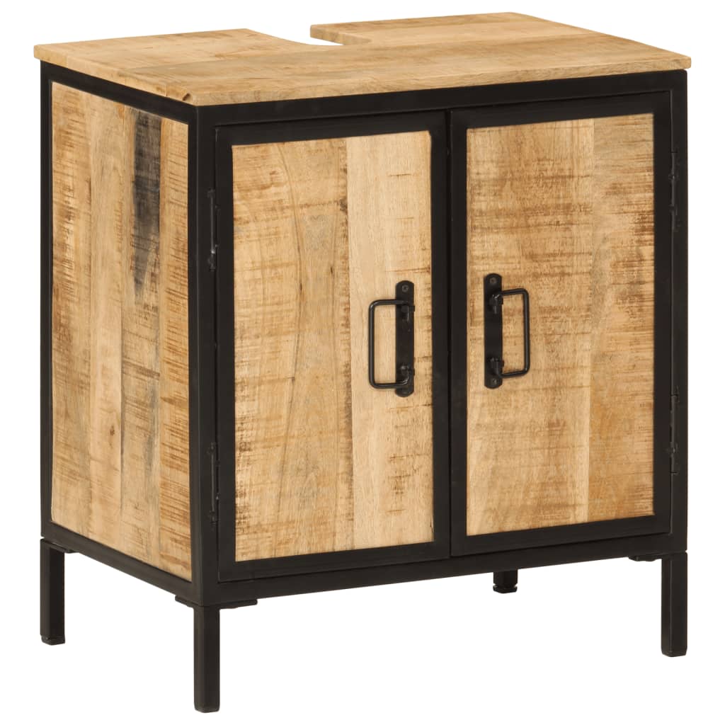 Ensemble de meubles salle de bain 3 pcs fer et bois de manguier