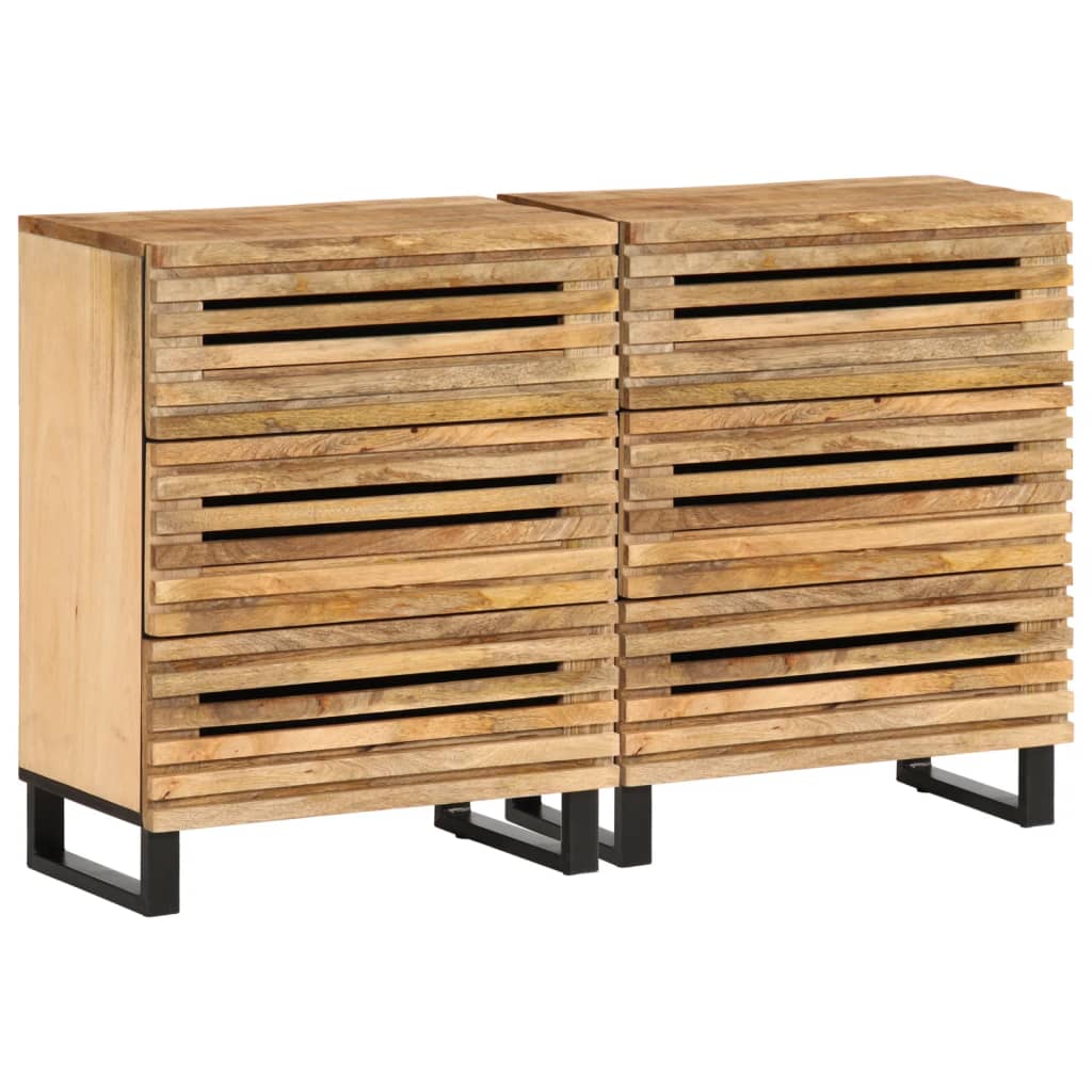 Buffets 2 pcs 60x34x75 cm bois de manguier massif brut - XIOS
