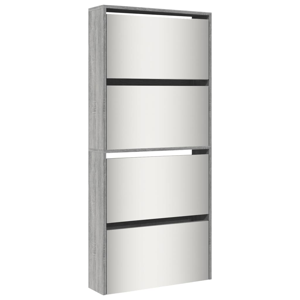 Armoire à chaussures miroir 4 niveaux sonoma gris 63x17x134 cm - XIOS