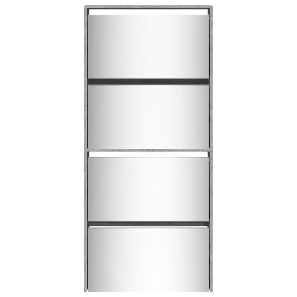 Armoire à chaussures miroir 4 niveaux sonoma gris 63x17x134 cm - XIOS