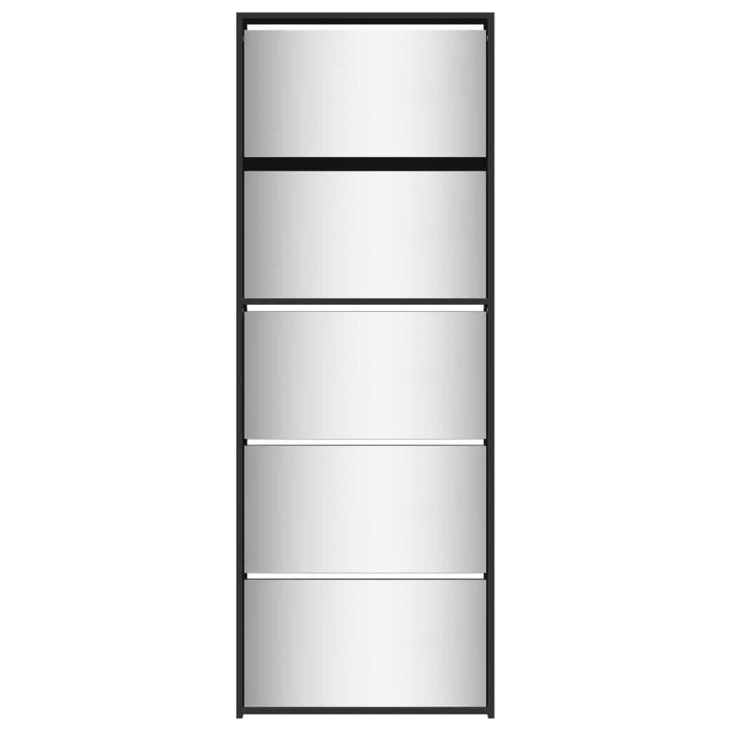 Armoire à chaussures avec miroir 5 niveaux noir 63x17x169,5 cm - XIOS
