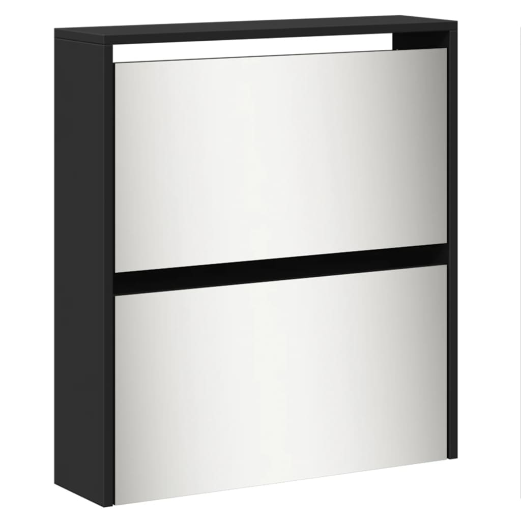 Armoire à chaussures avec miroir 5 niveaux noir 63x17x169,5 cm - XIOS