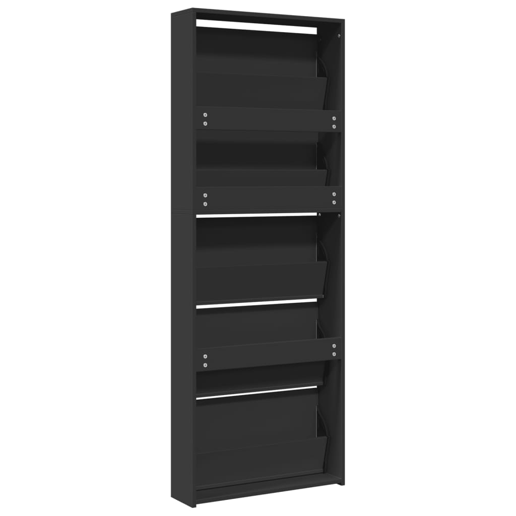 Armoire à chaussures avec miroir 5 niveaux noir 63x17x169,5 cm - XIOS