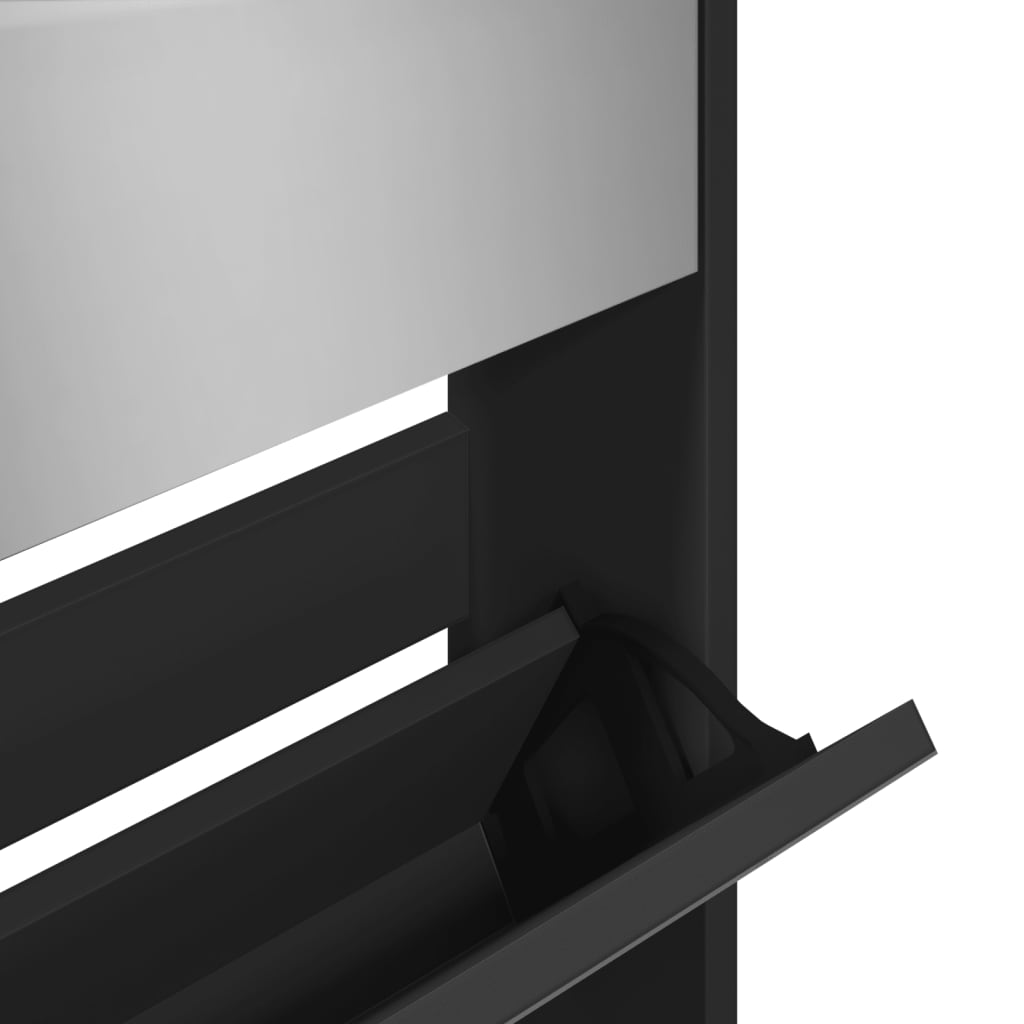 Armoire à chaussures avec miroir 5 niveaux noir 63x17x169,5 cm - XIOS